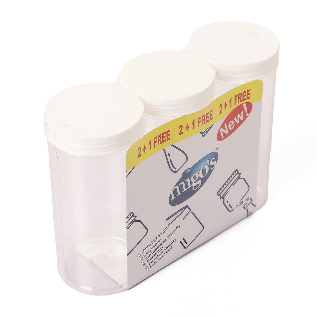 Migo's Mejo white preservation jar-3 * 560ml