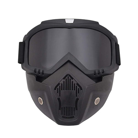 Womdee Motorcycle Helmet Riding Goggles Glasses With Removable Face Mask,Detachable Fog-proof Warm Goggles Mouth Filter Adjustable Non-slip Strap Vintage Bullet Fight Motocross