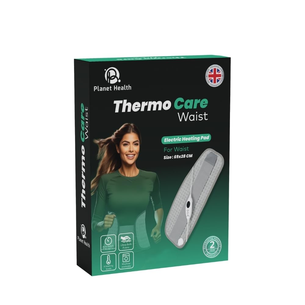 ThermoCare Electric Heating Pad for Waist, 69x28 cm, Ultra-Soft Fabric, 6 Heat Settings, Auto Shut-Off
