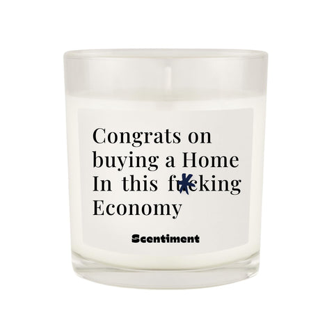 Scentiment Scented Candle – Premium Soy Coconut Beeswax Blend | Hand-Poured Jar Candle with Long Burn Time | Gift for Home, Bedroom & Living Room (Congrats on Buying a Home)
