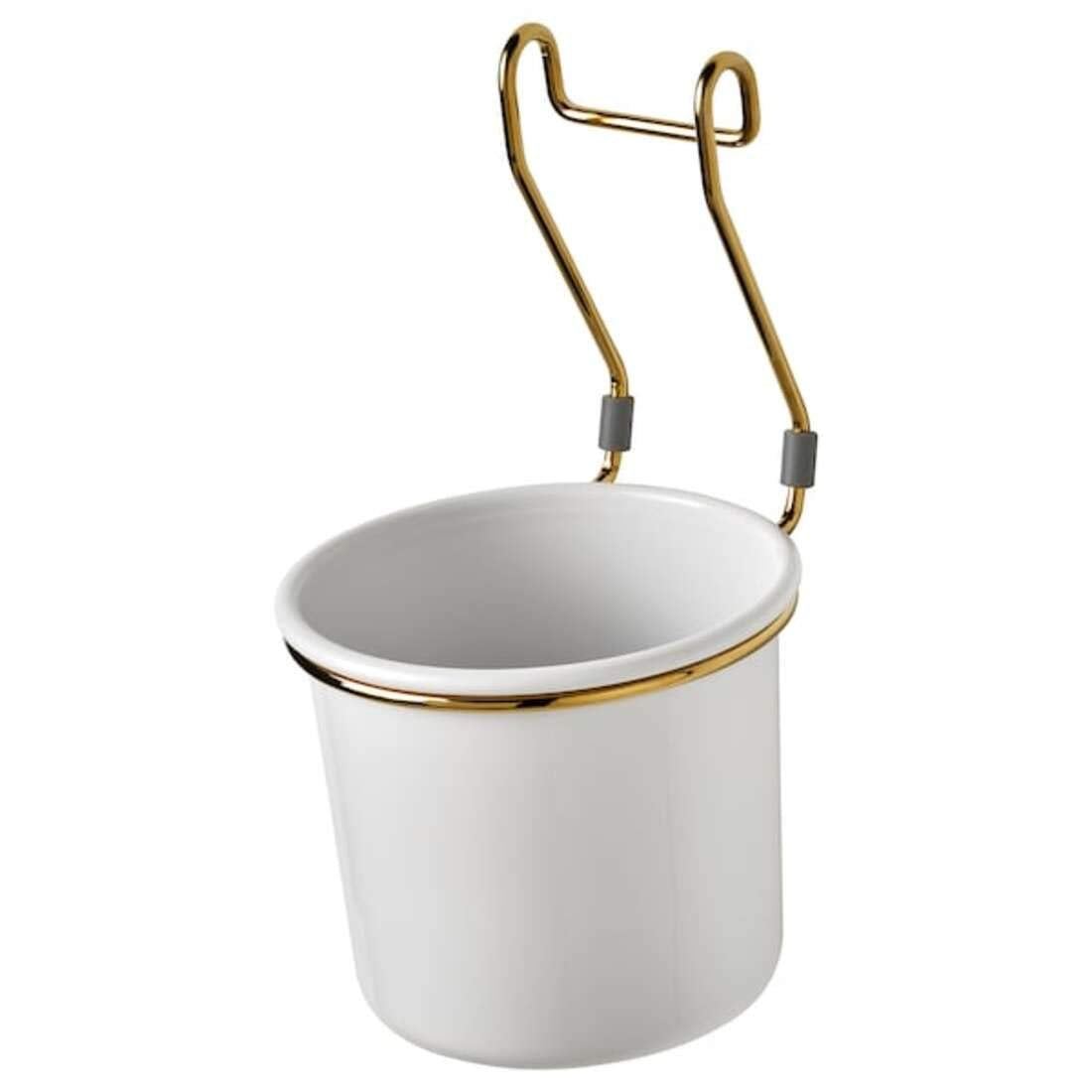 Digital Shoppy Container, White/Brass-Colour Polished,14x16 cm (5 1/2x6 1/4")