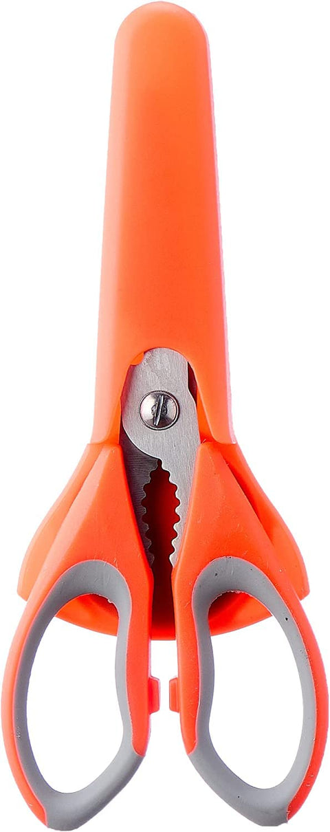 elyassin 3-in-1 Stainless Steel Scissors with Plastic Handle and Case with Opener and Ripper (10x25x2cm) - Assorted Colors