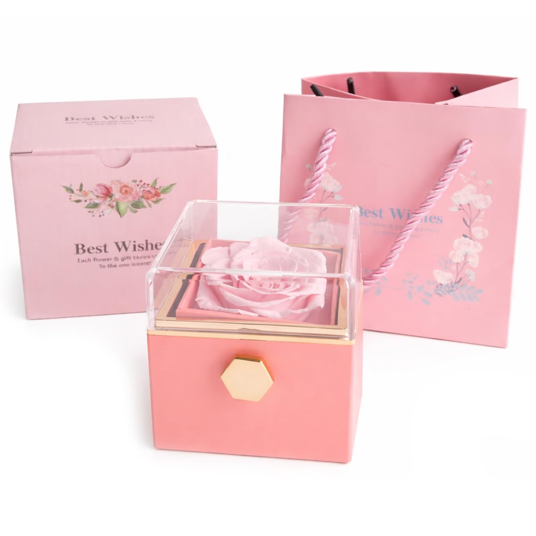Luxury Jewelry Box Sets for Gifting Special Occasions Unique Luxury Different Elegant Romantic Box Perfect for Gift,Holiday,Engagement,Anniversary (Square Flip,Pink)