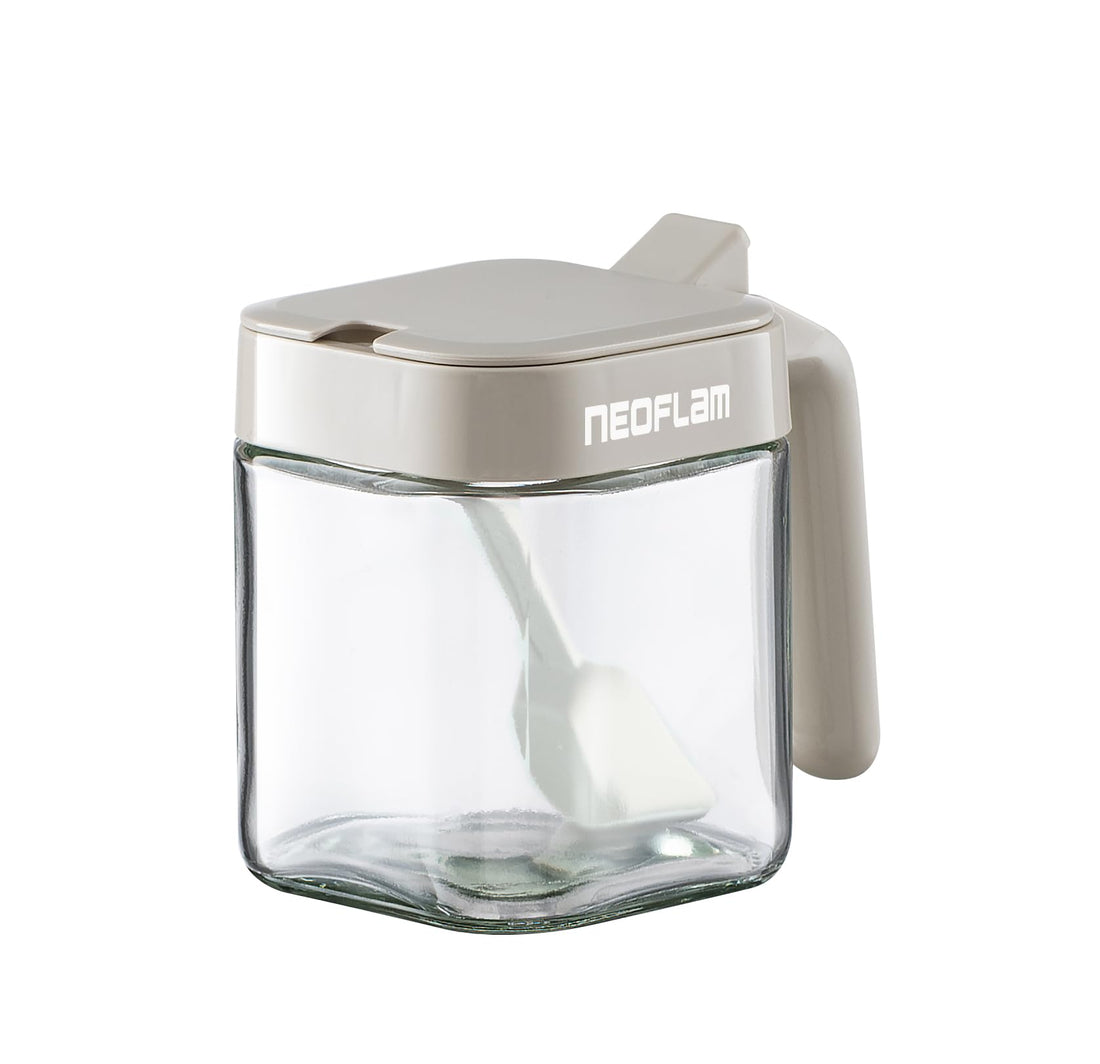 Neoflam seasoning dispenser Set of 2 Jars in a color box off white sands color