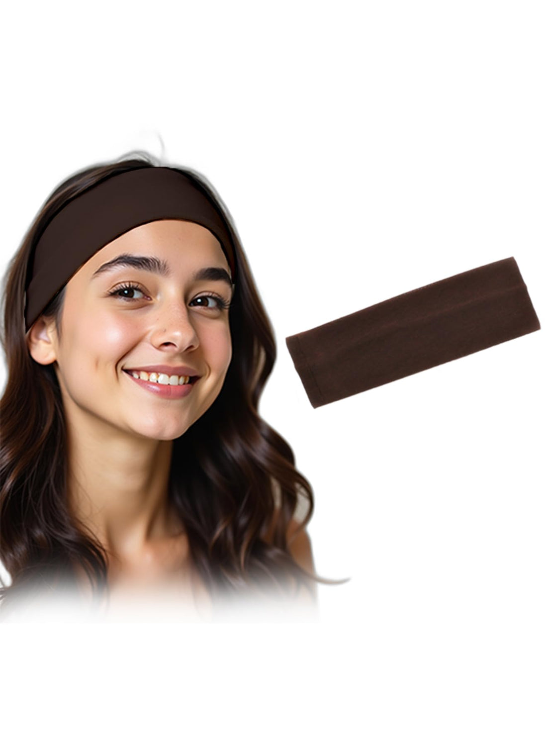 Headbands Plain Stretchy, Elastic Hair Bands for Women's, Headbands Non Slip, Soft Cotton Cloth Fabric Ideal for daily use. (Brown)