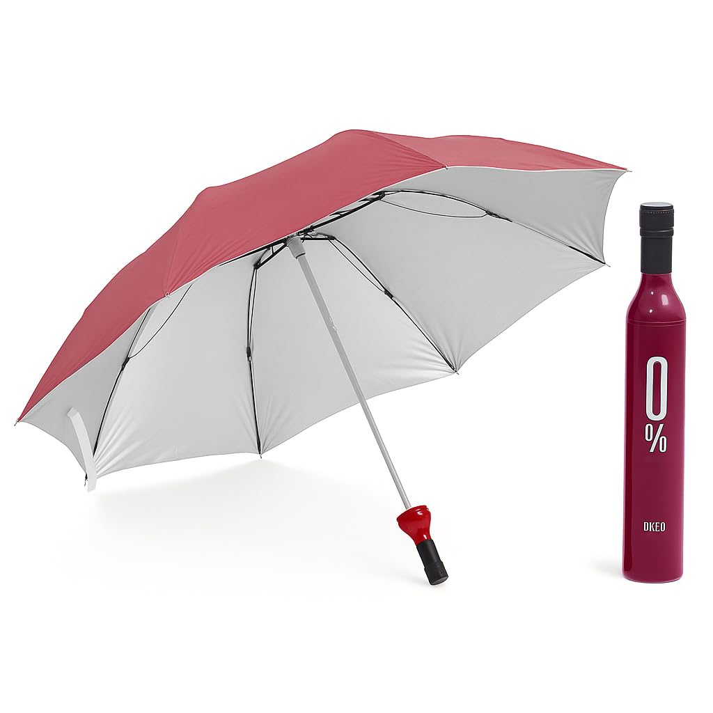 Compact Travel Umbrella for UV and Rain Protection | Double Layer Folding Umbrella with Automatic Opening Mechanism | 98cm Windproof Lightweight Umbrella with Bottle Cover
