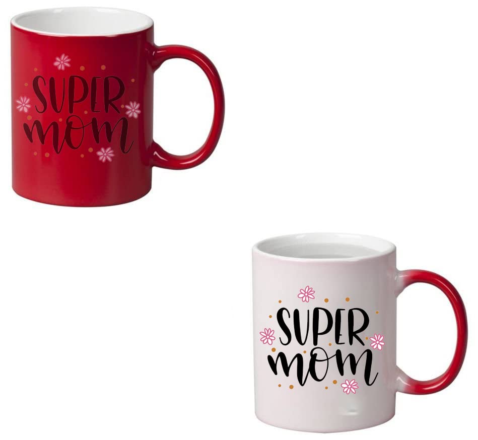 Magic Mug For Coffee or tea, Super Mom - Mother mugM-RED-02242 RED