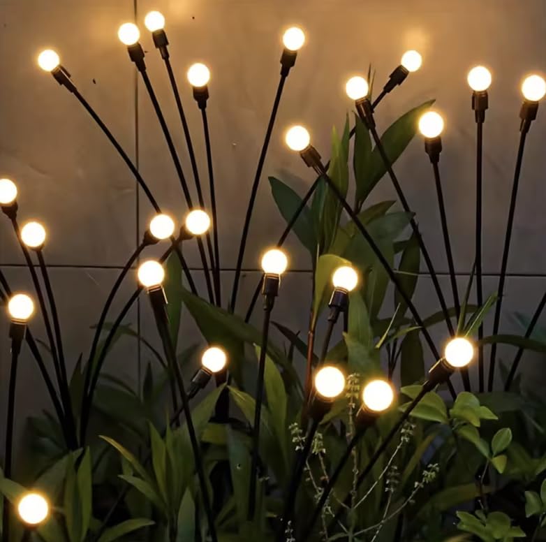 GENZY Solar Garden Lights, Upgraded, Bright, New, Outdoor Waterproof, 8 LED Solar Swaying Lights, Firefly Lights, Outdoor Decoration Lights, Garden Decor, Solar Lights for Yard, Pathway - 2 Pack