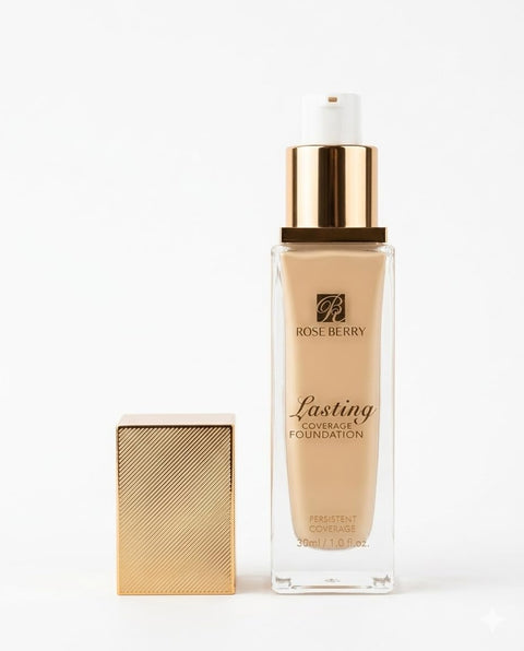 Rose Berry Lasting Coverage Foundation, Matte Finish, Liquid, 30ml, Long-lasting Wear, Flawless Coverage, Shade 02