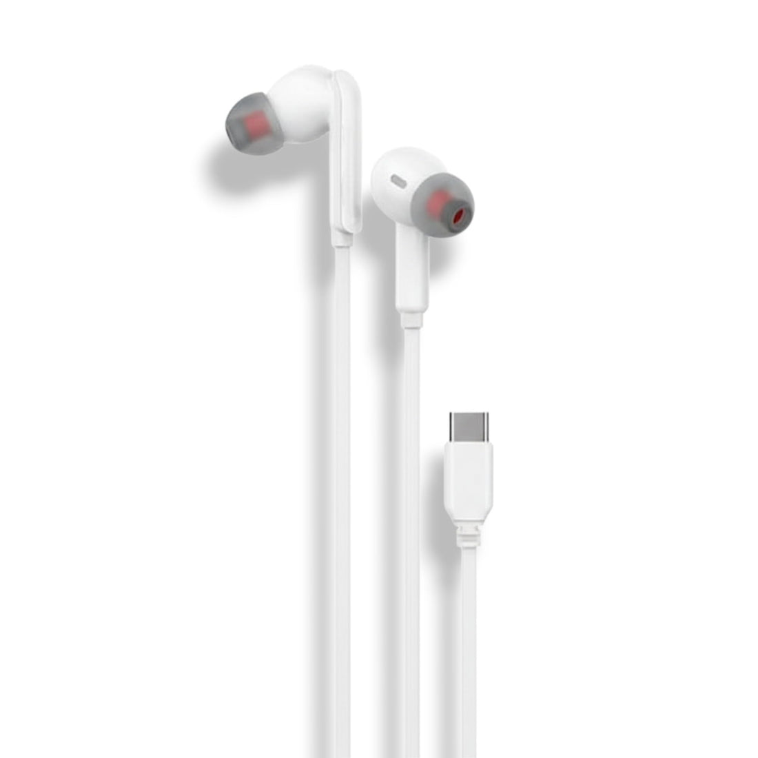 Stereo Earphones with Microphone, Hi-Fi Sound, Noise Reduction, Volume Control, 120cm Cable, Wired Type-C for Computer and Mobile Phone (RM-10TC White)