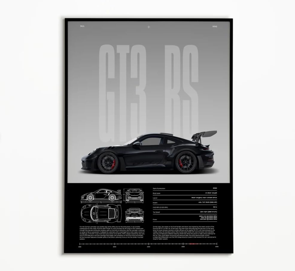 911 GT3RS Car Sticker | Digital Download | Hypercar Sticker | Supercar Print | Art Print | Sticker | Home Decor | Wall Decor (White, 40 x 50 cm)