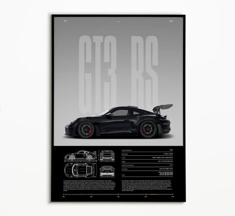 911 GT3RS Car Sticker | Digital Download | Hypercar Sticker | Supercar Print | Art Print | Sticker | Home Decor | Wall Decor (White, 40 x 50 cm)