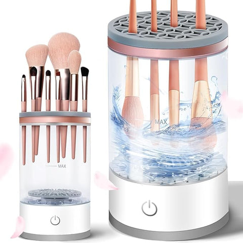 Electric Makeup-Brush-Cleaners, White, One-Click Operation, Brush Washer to Instantly Wash and Dry Your Makeup Brushes, Makeup Brush Ccleaner Mat
