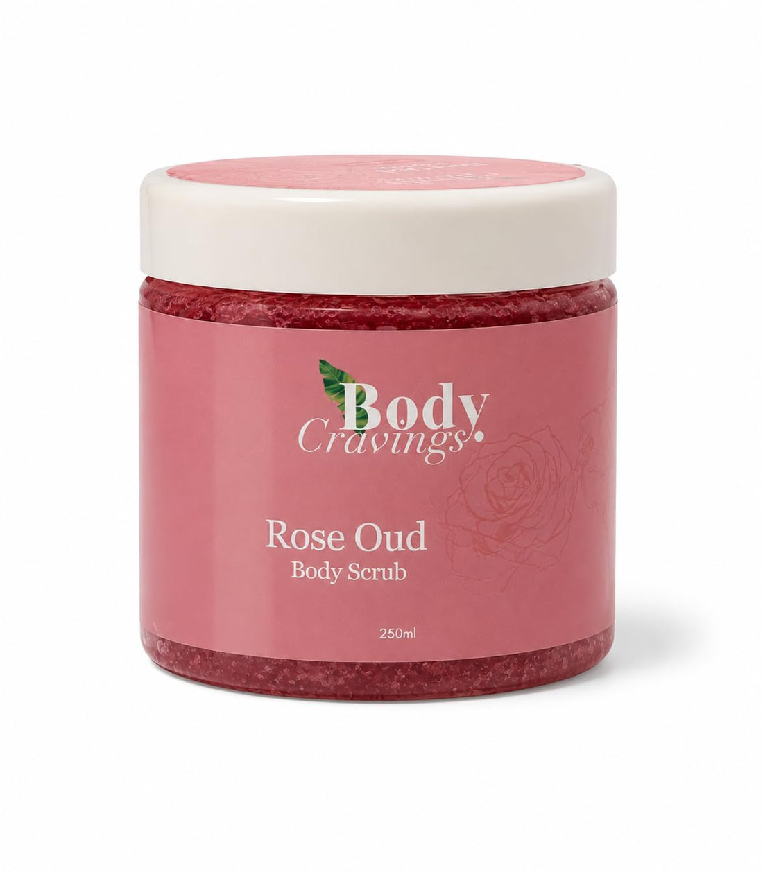 Body Cravings Rose Oud Body Scrub | Sugar Scrub with Coconut Oil | Exfoliating Body Polish | Smooth & Soft Skin | 500g
