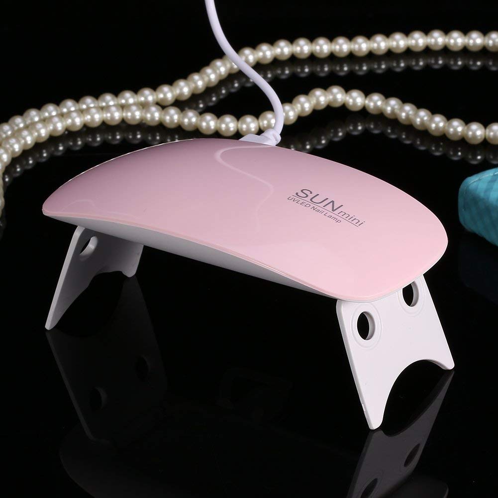 SUNmini 6W LED Nail Dryer Curing Light Portable Quick Drying Manicure/Pedicure 2 Timing Setting 45s/60s UV Lamo with USB (Pink)