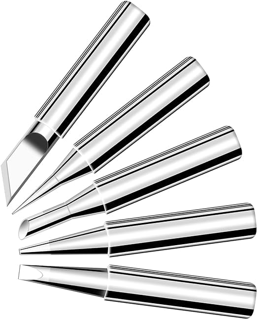 Soldering Iron Tips, 5 PCS 900M Series Solder Tips, Lead-free Replacement Welding Tips, 900M-K/2.4D/B/3C/I, for 900M solder iron/Soldering Station.
