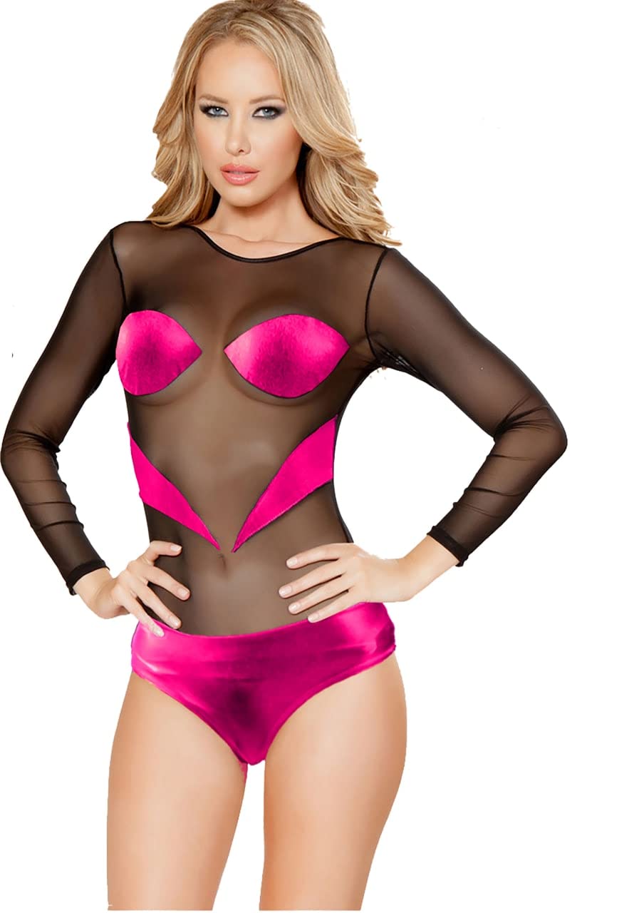 Black Leather Teal Lingerie Fuchsia BabyDoll