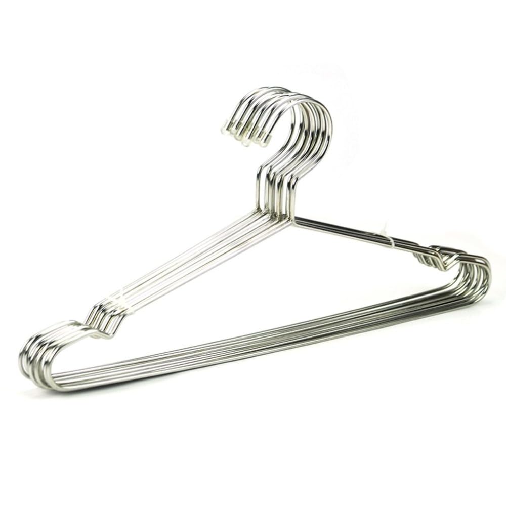 Stainless steel flexible sturdy clothes hangers set perfect for standard daily use set of 10 pieces - multi color