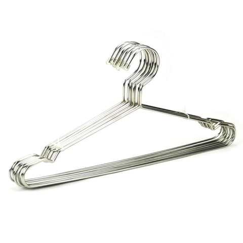 Stainless steel flexible sturdy clothes hangers set perfect for standard daily use set of 10 pieces - multi color