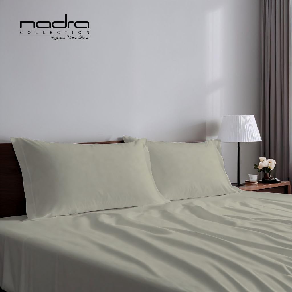 Plain Flat Sheet Set 100% Egyptian Cotton (Beige, Double)