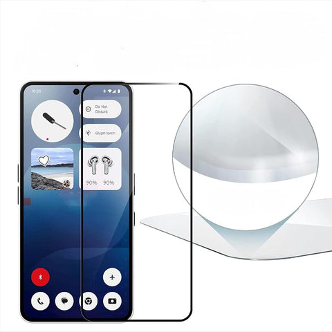 Full coverage tempered glass screen protector for nothing phone 3a / 3a pro with oleophobic coating, fingerprint support (6.77 inches) - black (3a)