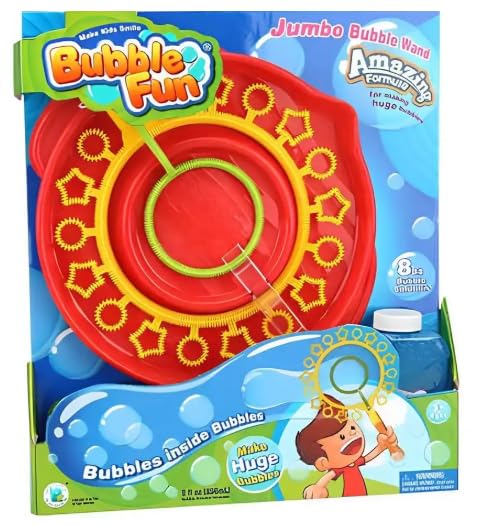 Bubble Fun Jumbo Bubble Wand, Amazing Formula, Red and Green