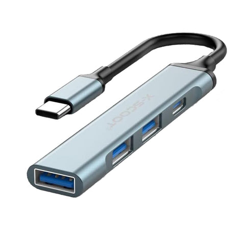 USB C Hub Multiport Adapter 4-in-1 - USB-C Hub to 3 USB 3.0 Ports + Extra USB Port - High Transfer Speed - Compact Metal Design for Laptops and Mobile Phones