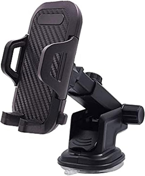 Car Phone Holder, Dashboard and Windshield, Clip on Car Mount, Compatible with All Phone Models and Rotatable Universal Car Phone Holder (Black Carbon Code:2937) - KaberTrade