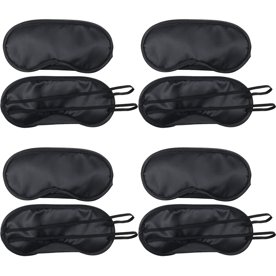 Pack of 8 eye masks, sleep blindfold, soft eye shade cover with nose pad and adjustable straps for travel, sleep, black