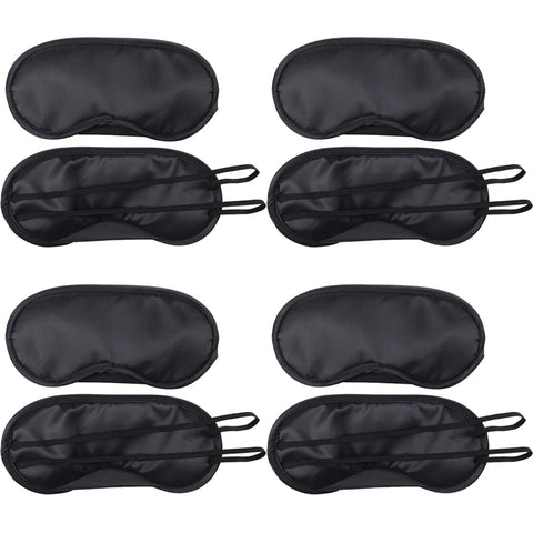 Pack of 8 eye masks, sleep blindfold, soft eye shade cover with nose pad and adjustable straps for travel, sleep, black