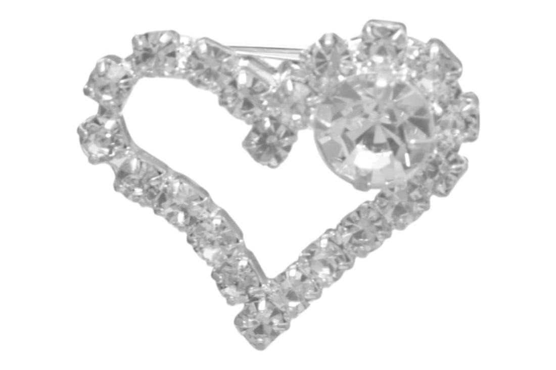 Daphne Mettal Brooche With Heart Design For Girls - Silver