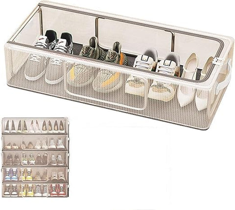 Shoe Storage Box Organizer, 27 L, Shoes Racks for Home || Transparent Lid Fits Under Bed || Shoe Storage || Cloth Organiser For Wardrobe || Sneaker Holder Container || (Large, 1, count)