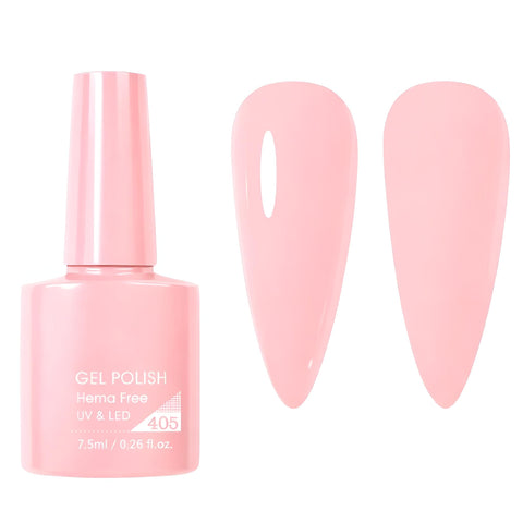 Gel Nail Polish Soak Off UV LED, Peachy Pink Color, Smooth High Coverage Formula, Long Wearing Manicure Gel, Easy Application for Nail Art & Salon Use, 7.5ml (Shade 405)