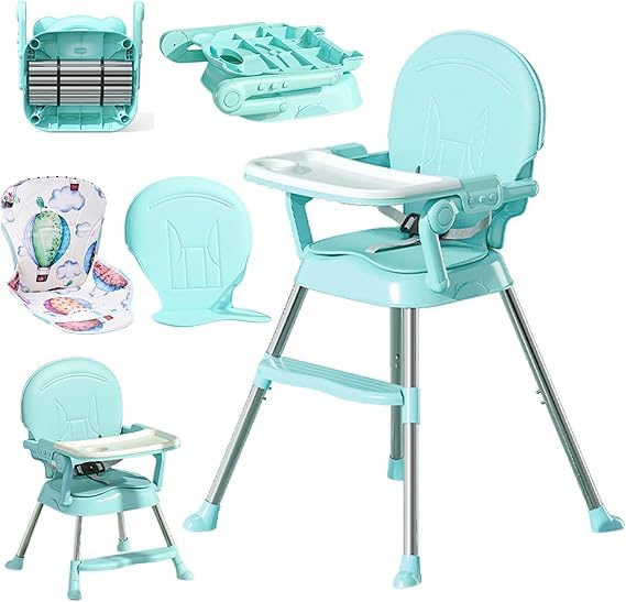 baby high chair, baby feeding high chair 4 in 1 green