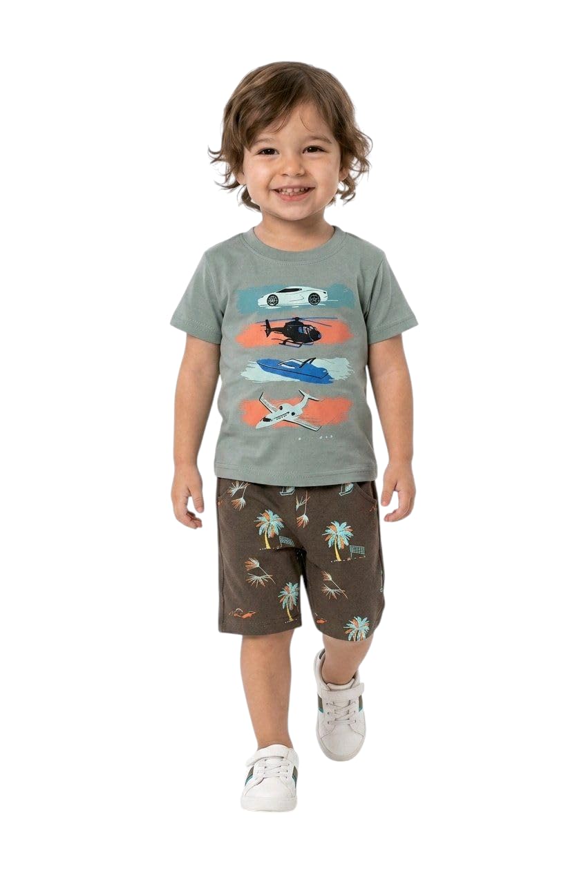 Zona Kids Outwear Graphic Milton Cotton Blend T-Shirt and Shorts Set, Boys' 2-Piece Outfit