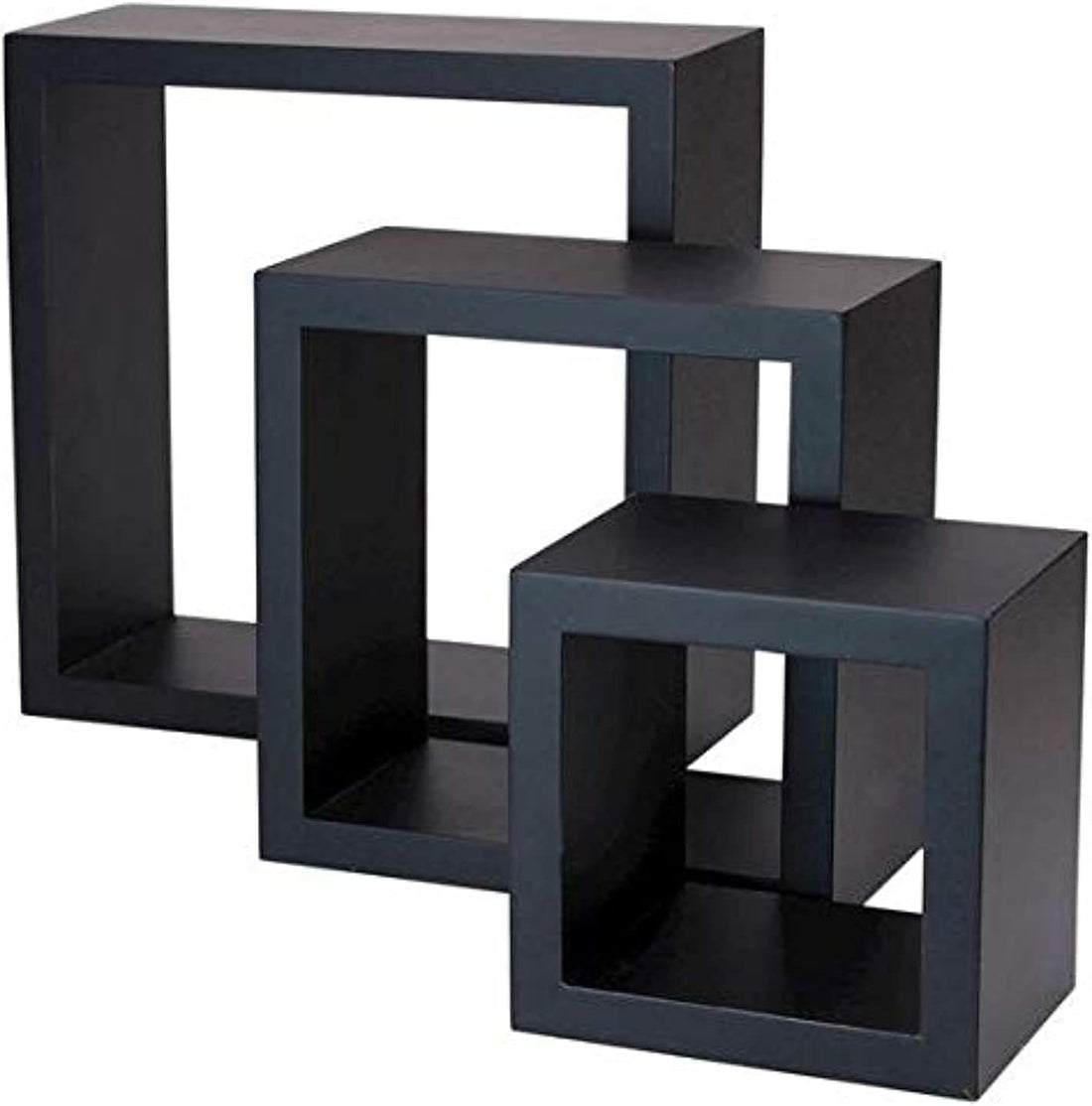 Portal Wall Hanging Wooden Wall Decor Shelves Mount Shelves Kitchen Living Room Bathroom Bedroom Easy Installation Home Decor Products (Black, Square 3 Pieces)
