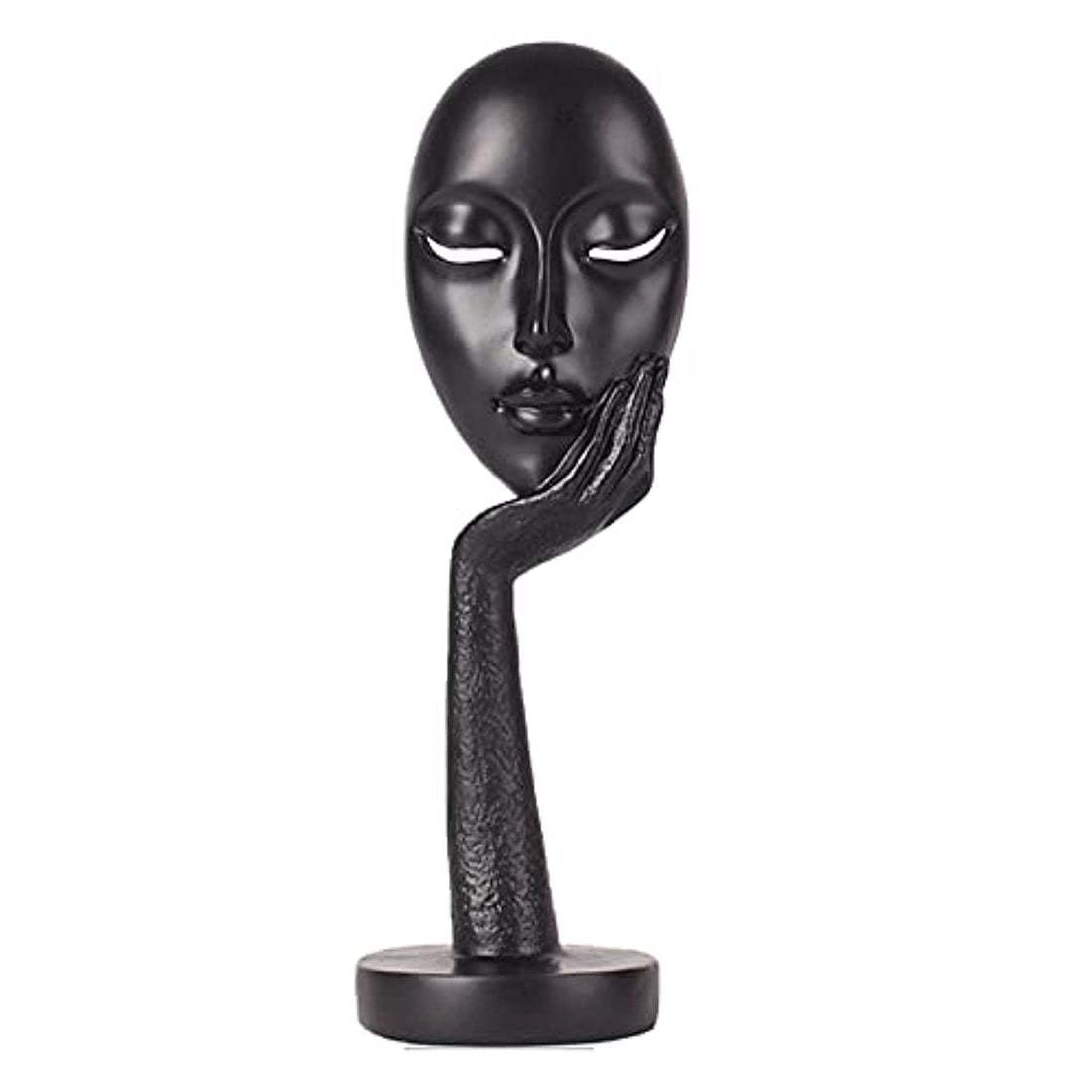 angelle Angelliu Abstract Creative Woman Face Statues Hand Sculpture Figurine, Home Office Living Room Study Room Studios Decoration Statues,Black