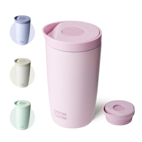 Insulated Travel Mug, Stainless Steel, 350ml, Push Button Lid, Keeps Cold for 12 Hours, Keeps Hot for 8 Hours, Stylish Design (Pink)