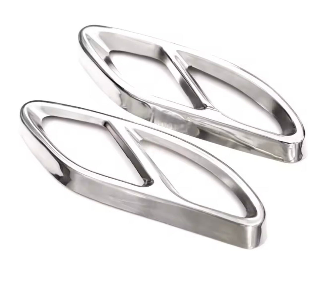 2pcs Stainless Steel Exhaust Pipe Cover Trim compatible for Mercedes Benz A B C E GLC GLE Class W176 W246 W205 W213 AMG Car Styling (Silver)