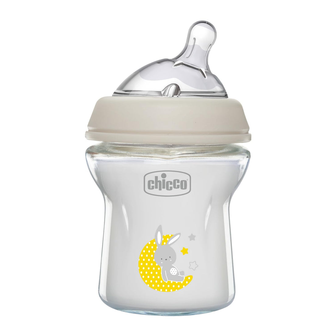 Chicco natural feeling anti-colic bottle 0 months + 150 ml in glass, baby bottle with teat in soft and flexible silicone, suitable for mixed breastfeeding, slow flow, neutral colour