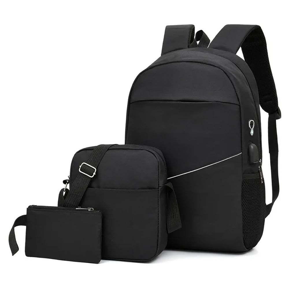 Energy Case 3 Pcs Laptop Bag, Backpack, Handbag, Messenger Bag, Shoulder Bag,Travel Bag, Water Resistant, Anti Scratch, For Men, Women, Student, Girls, Boys, School, Hiking, SET OF 3 (Black)