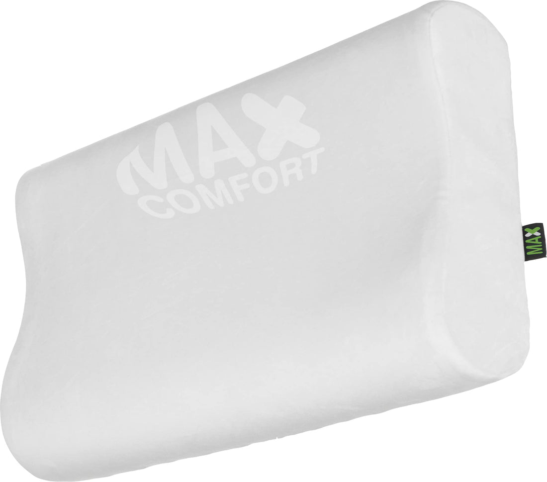Max Comfort Memory Foam Pillow, 60 cm x 30 cm, Off White, Plush, Contoured, Removable Cover, Durable, Ideal for Back and Side Sleepers, Adult