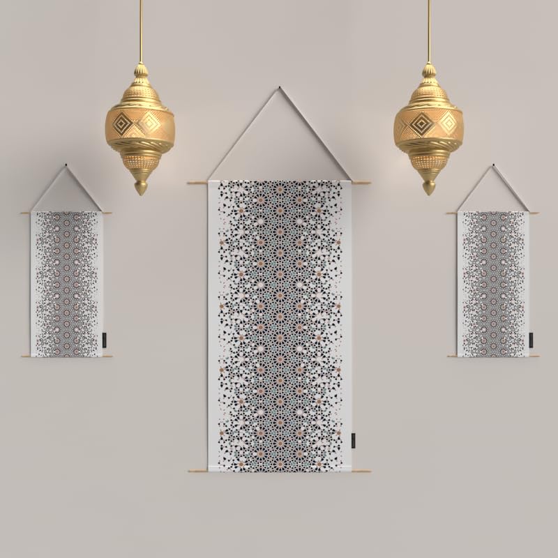 ART MOOD HOME Ramadan's Unique Reya Velvet Fabric Posters set White * Blue