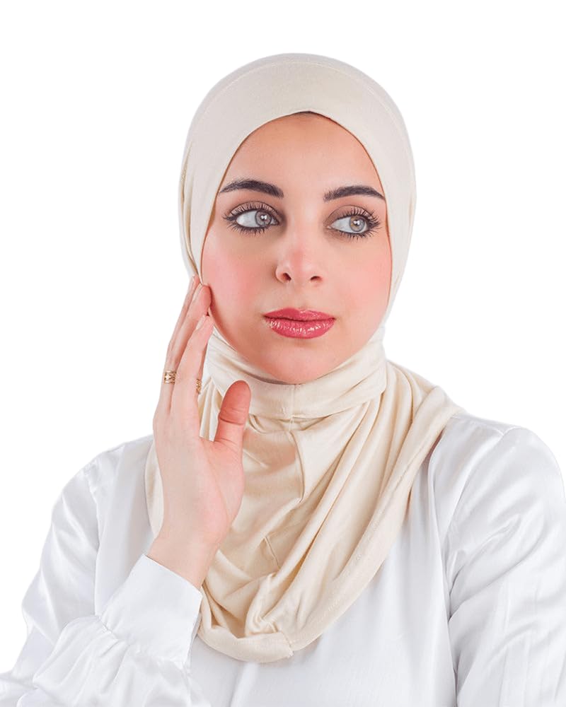 Kuwaiti Snap Closure - Pure Lycra Cotton Hijab, Comfortable and Practical, Perfect Flexibility and Great Stability