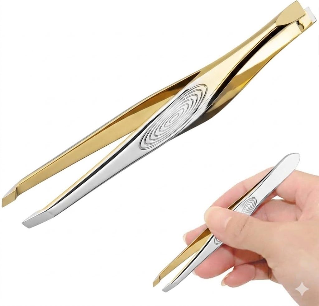 Tweezer - Professional Eyebrow, Facial & Hair Remover - Etched Interior Tip to Grab Hair From the Root-SILVER