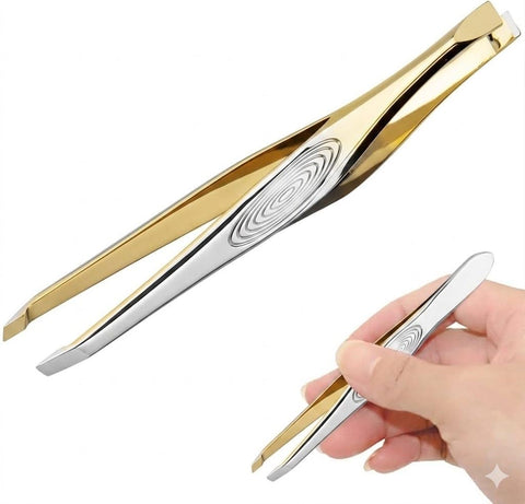 Tweezer - Professional Eyebrow, Facial & Hair Remover - Etched Interior Tip to Grab Hair From the Root-SILVER