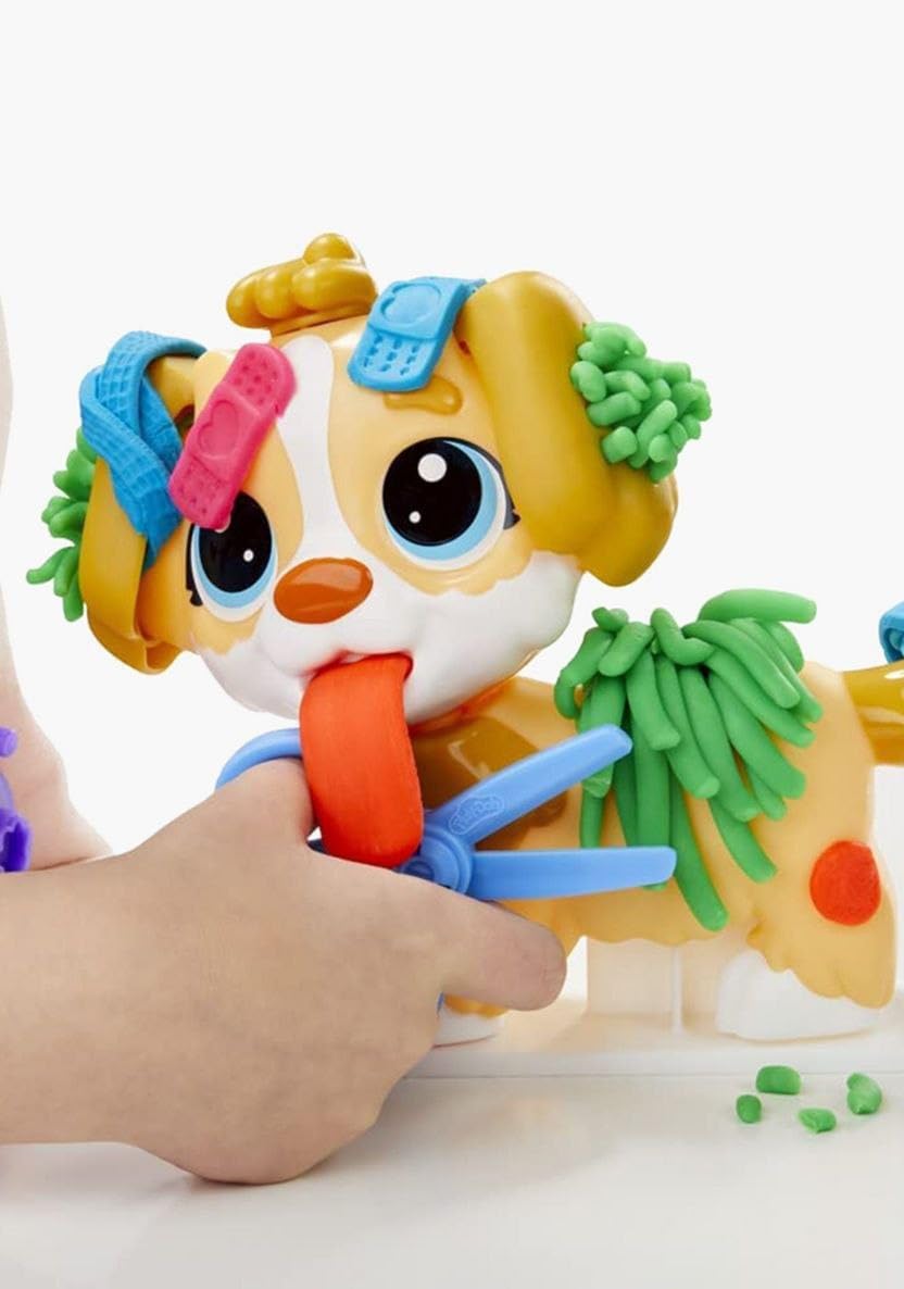 Play-Dog Toy 10 Colors The dog grows fur and a tongue out Includes tools: comb, scissors, stethoscope, syringe, tweezers, and other tools