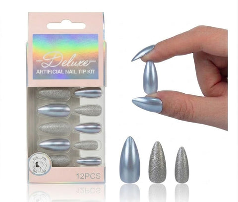 12pc Press on Nails Almond Medium Length, Dark Red Artificial Acrylic Fake Nails- Fake Nail Artificial Fingernails Manicure Designs With 1 SHEET DOUBLE FACE. OVAL SHAPE- (N2)