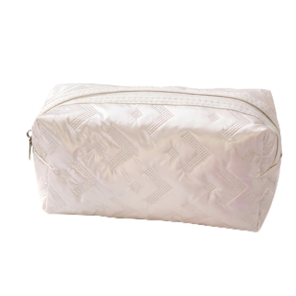 Makeup Organizer Pouch - Compact, durable quilted pouch with secure zipper, ideal for storing lipstick, eyeshadow, and tools while traveling or commuting. (Option 6)