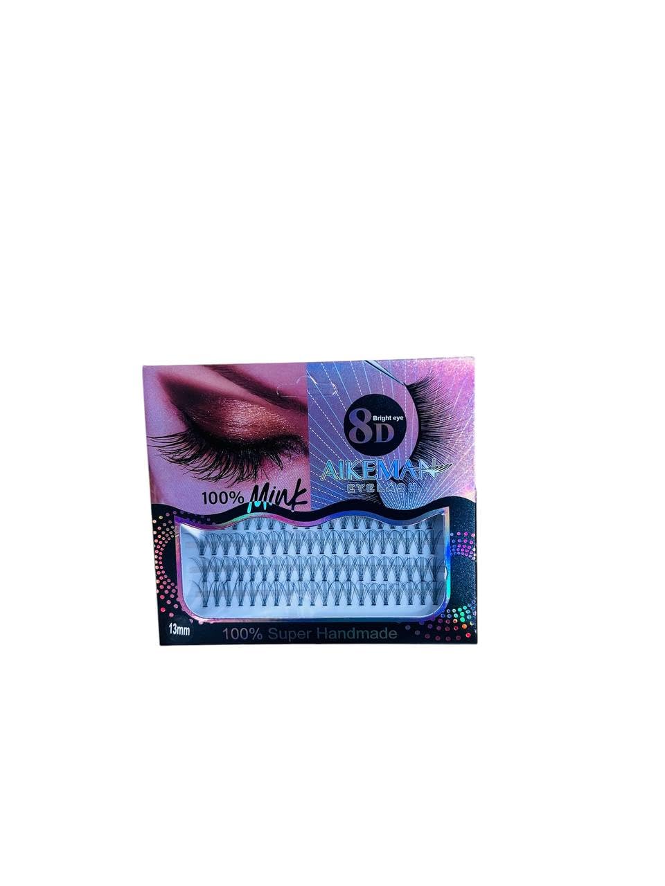 AIKEMAN Individual Lashes 8D 100% Mink Handmade False Eyelashes Lightweight Natural Soft Reusable 13mm